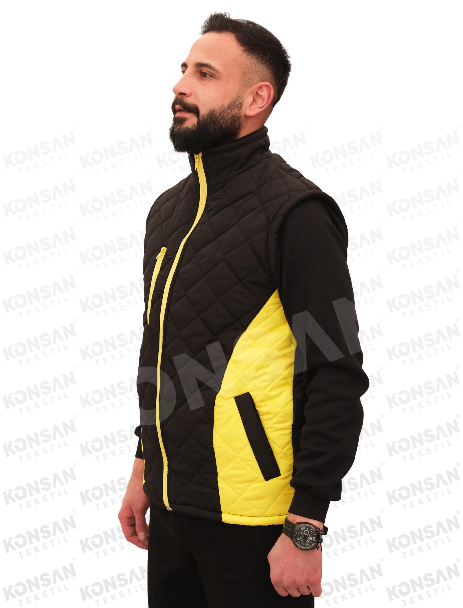 3 Cepli Yelek Siyah/Sarı