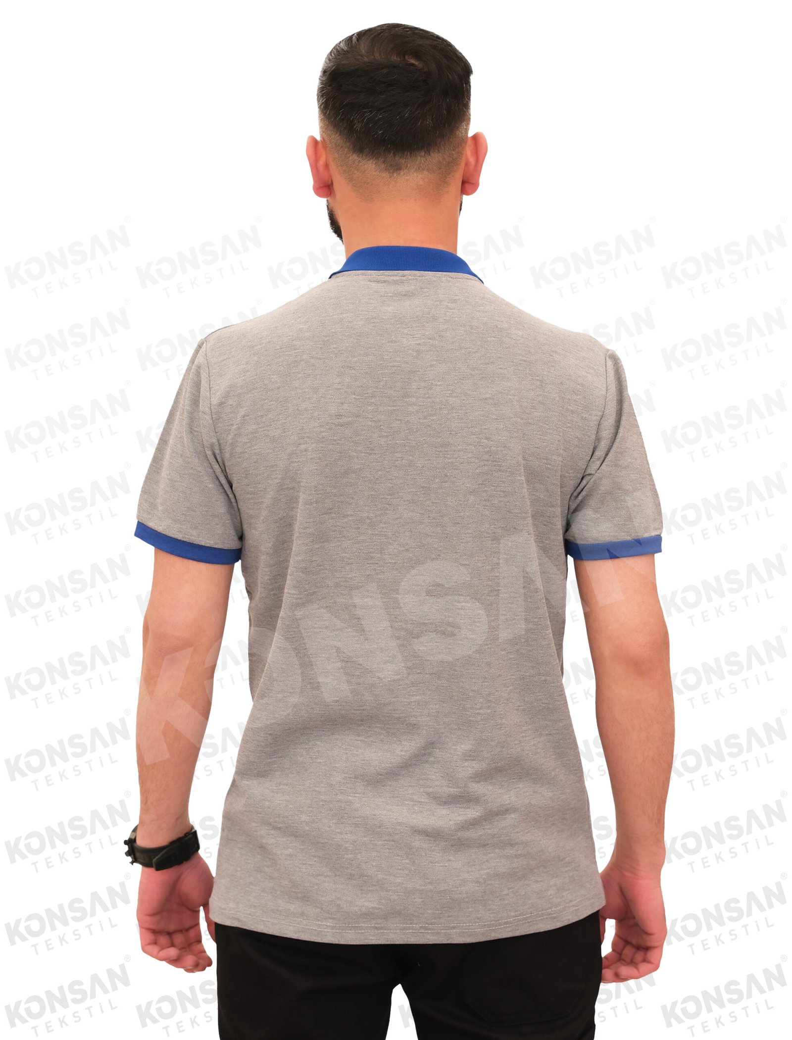 özelpoloyaka-tshirt-grimavi-3-konsantekstil Modelli Polo Yaka Tişört Gri/Mavi