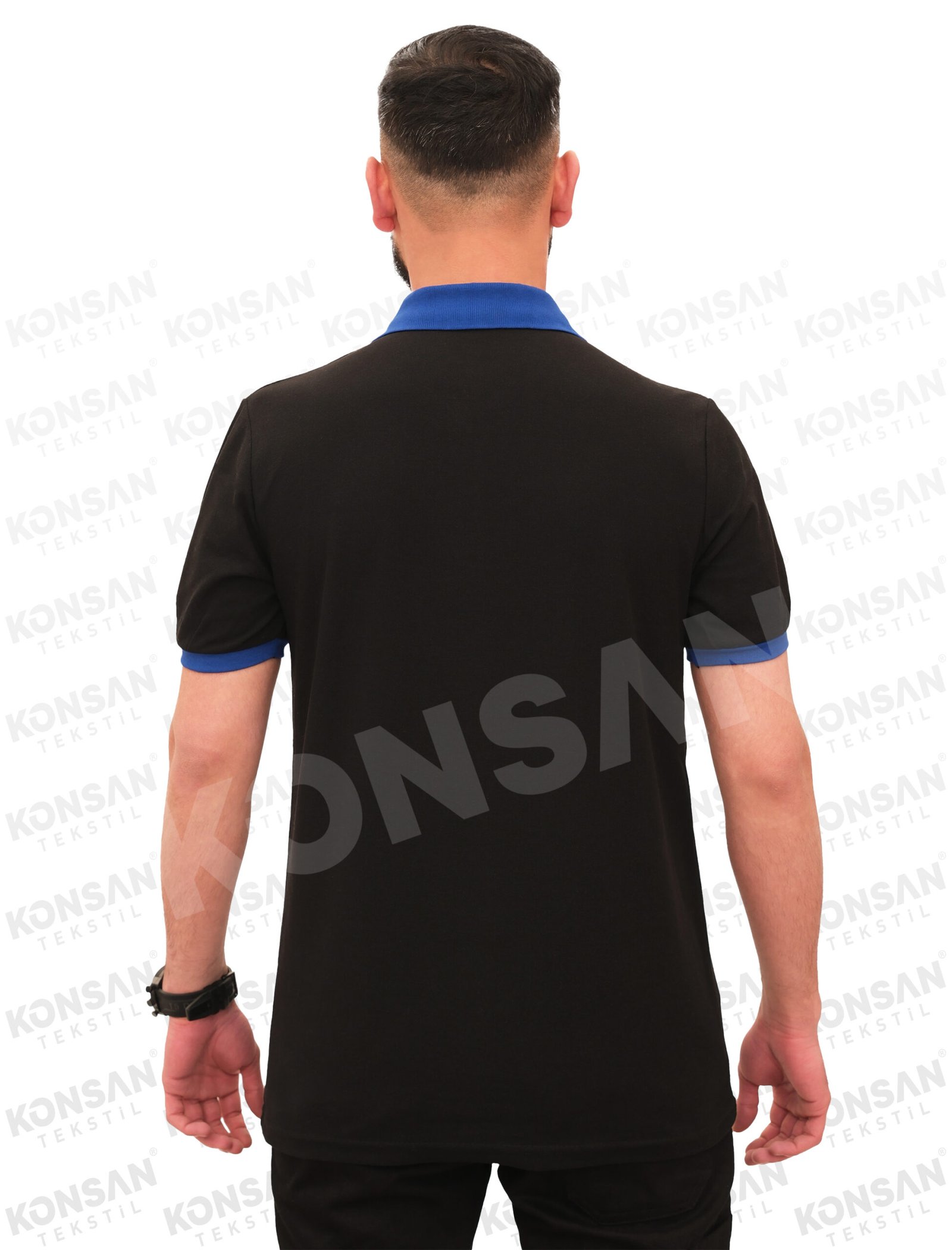 özelpoloyaka-tshirt-siyahmavi-3-konsantekstil Modelli Polo Yaka Tişört Siyah/Mavi
