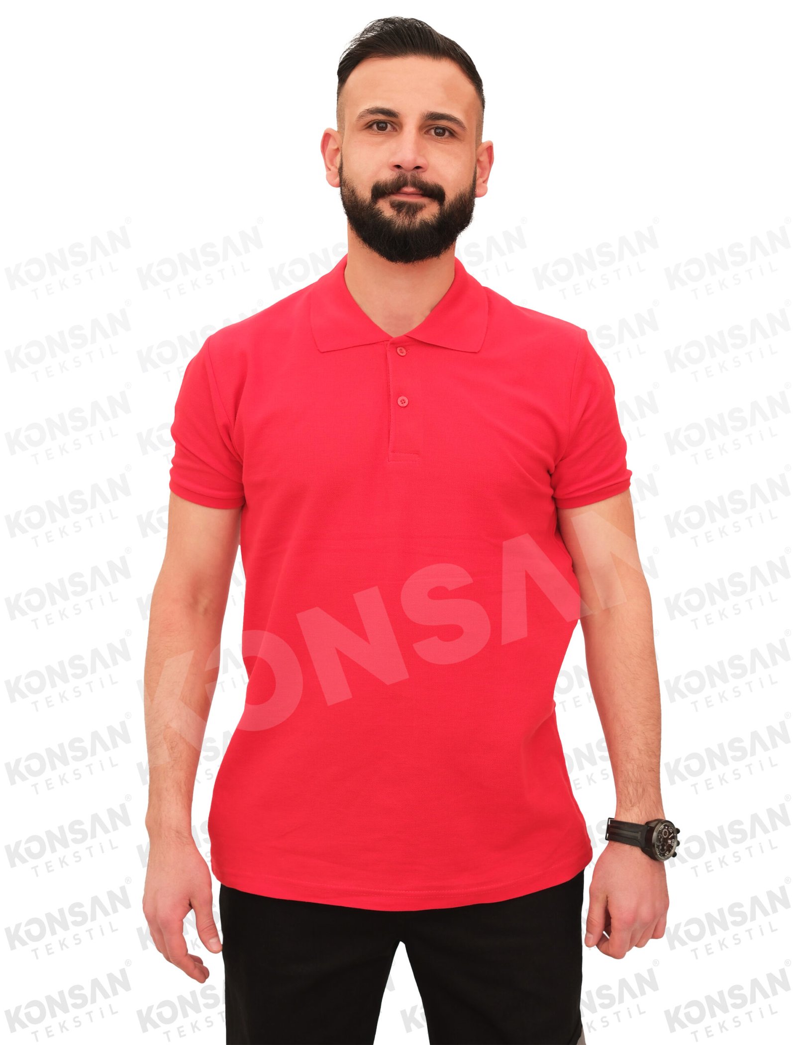 poloyaka-tshirt-kırmızı-1-konsantekstil Polo Yaka Tişört Kırmızı