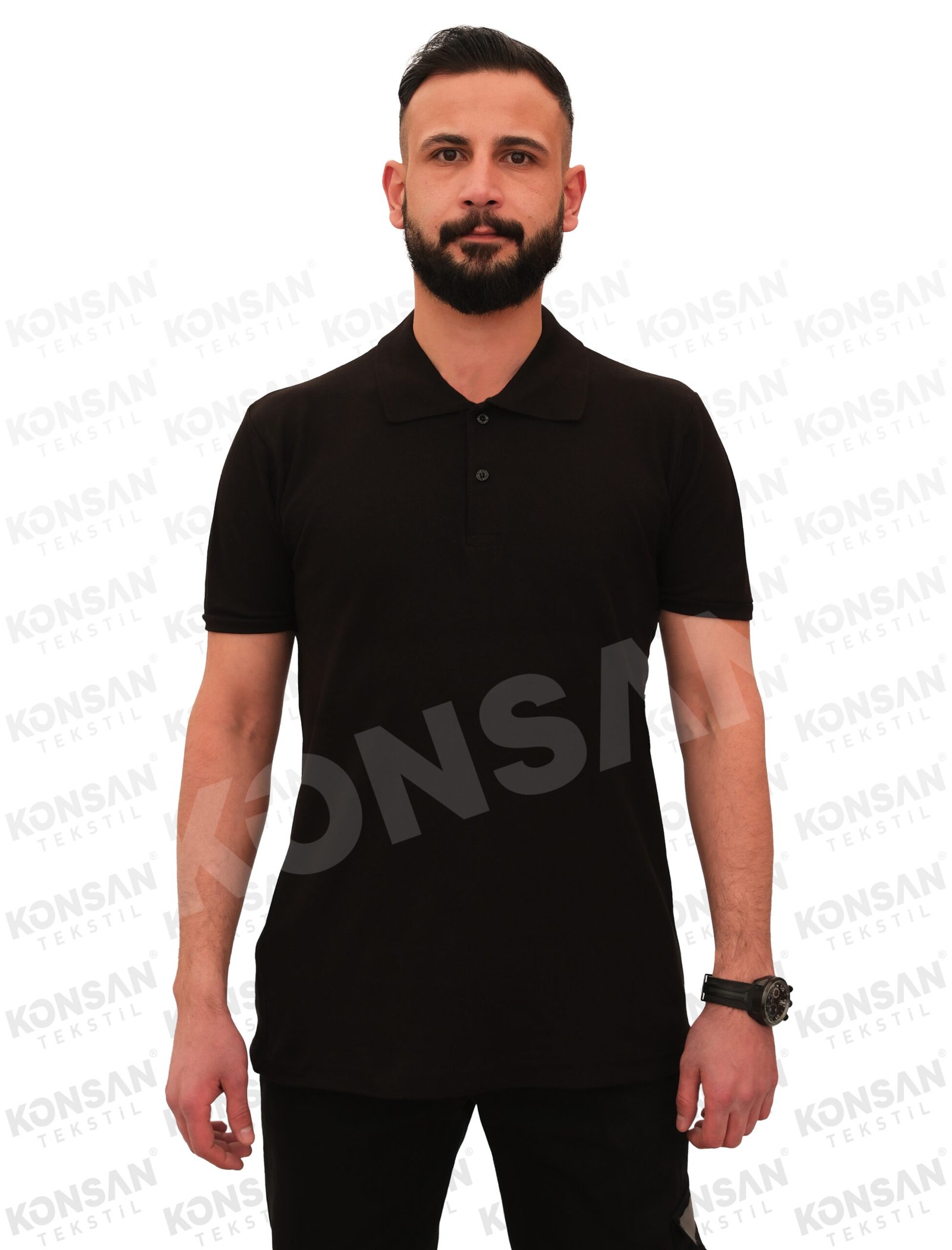 poloyaka-tshirt-siyah-1-konsantekstil Polo Yaka Tişört Siyah