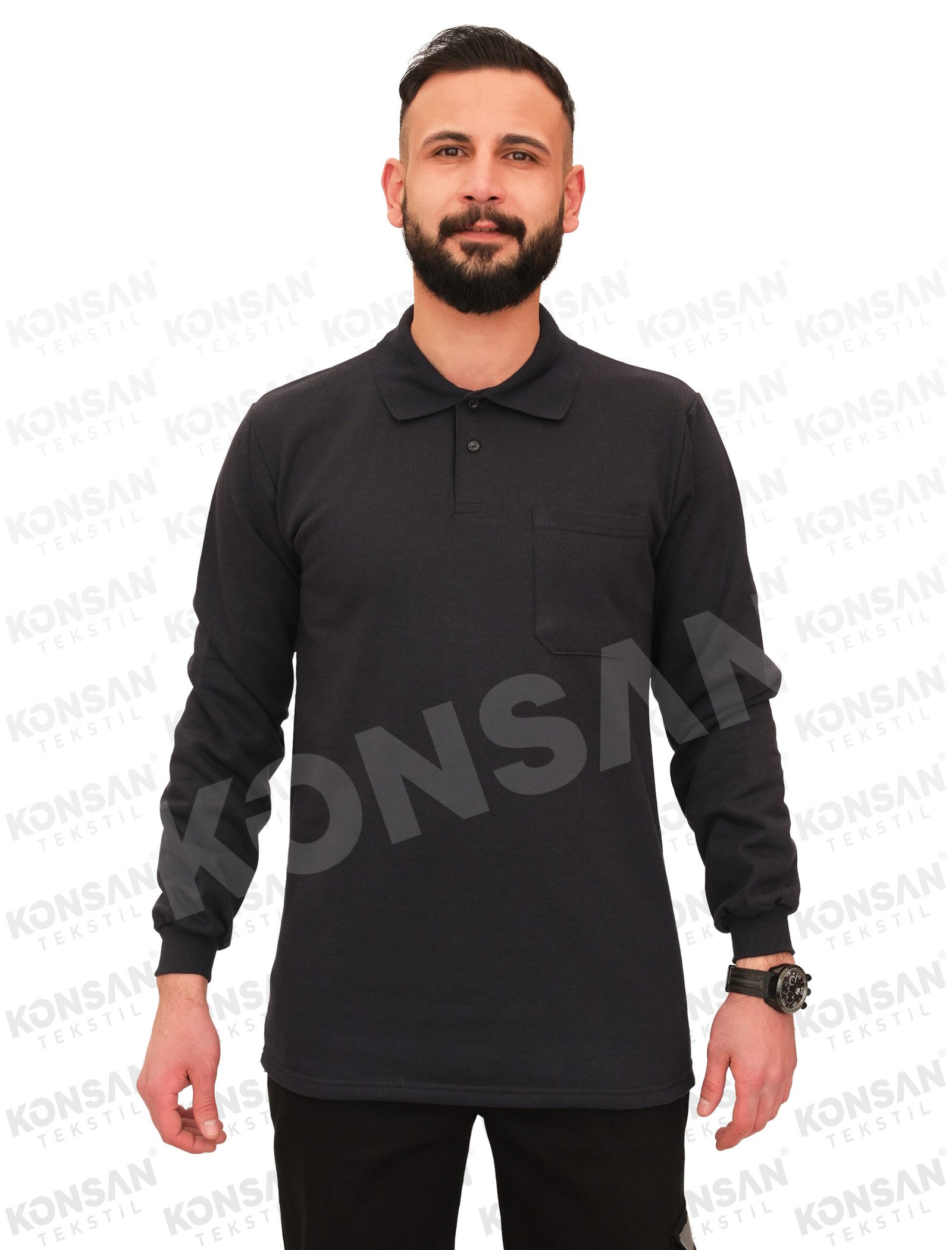 poloyaka-uzunkollutshirt-lacivert-1-konsantekstil1 Polo Yaka Sweatshirt Lacivert