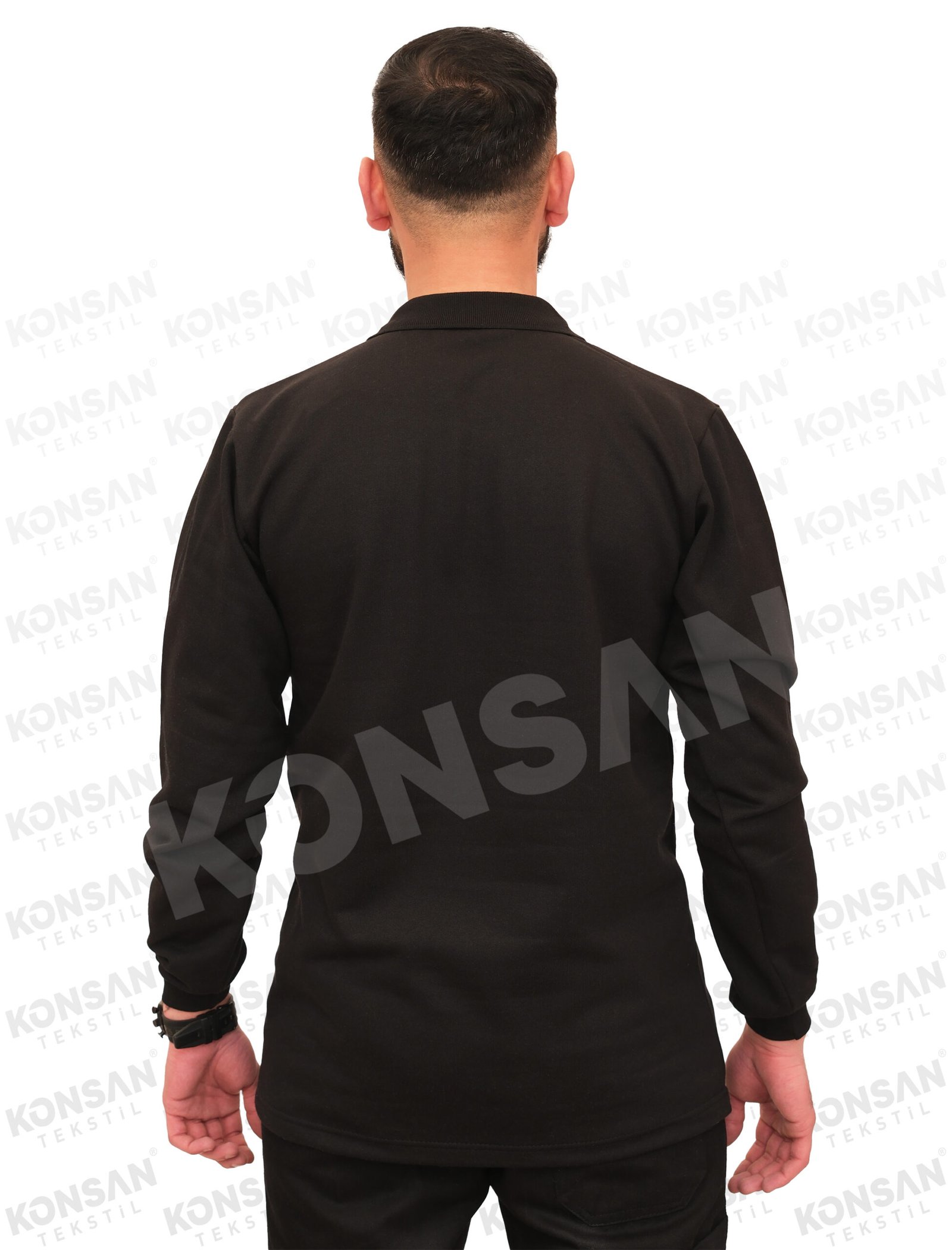 poloyaka-uzunkollutshirt-siyah-3-konsantekstil Polo Yaka Sweatshirt Siyah