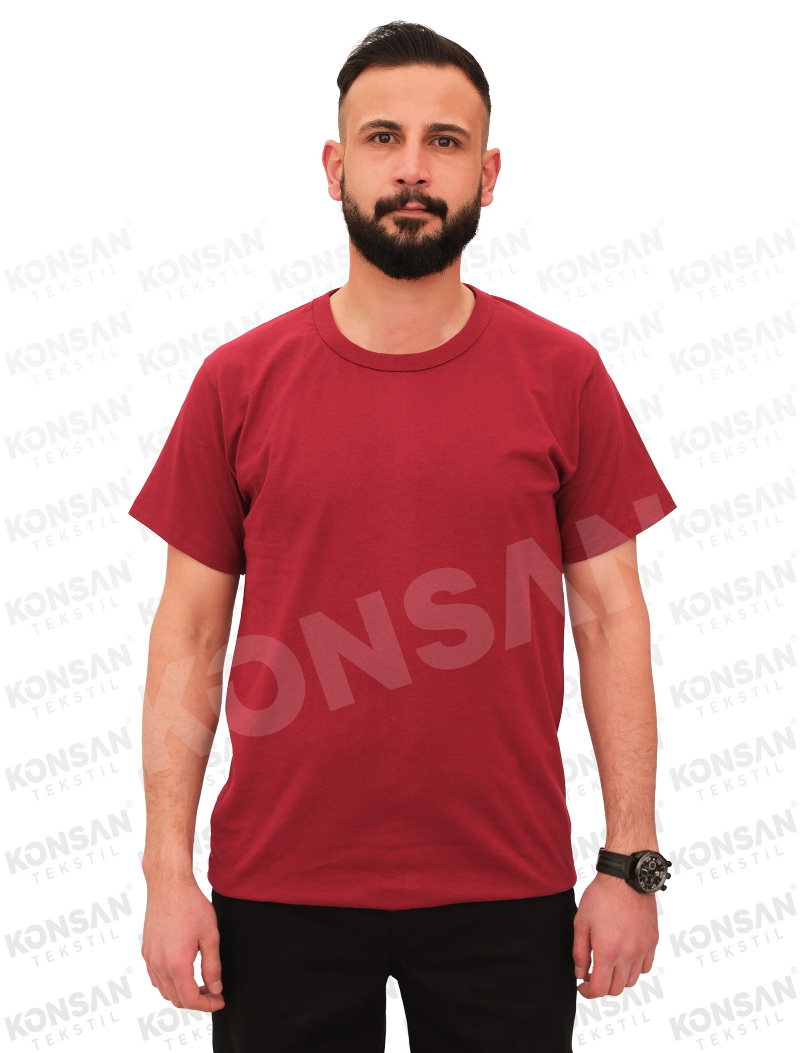 sıfıryaka-tshirt-bordo-1-konsantekstil Sıfır Yaka Tişört Bordo
