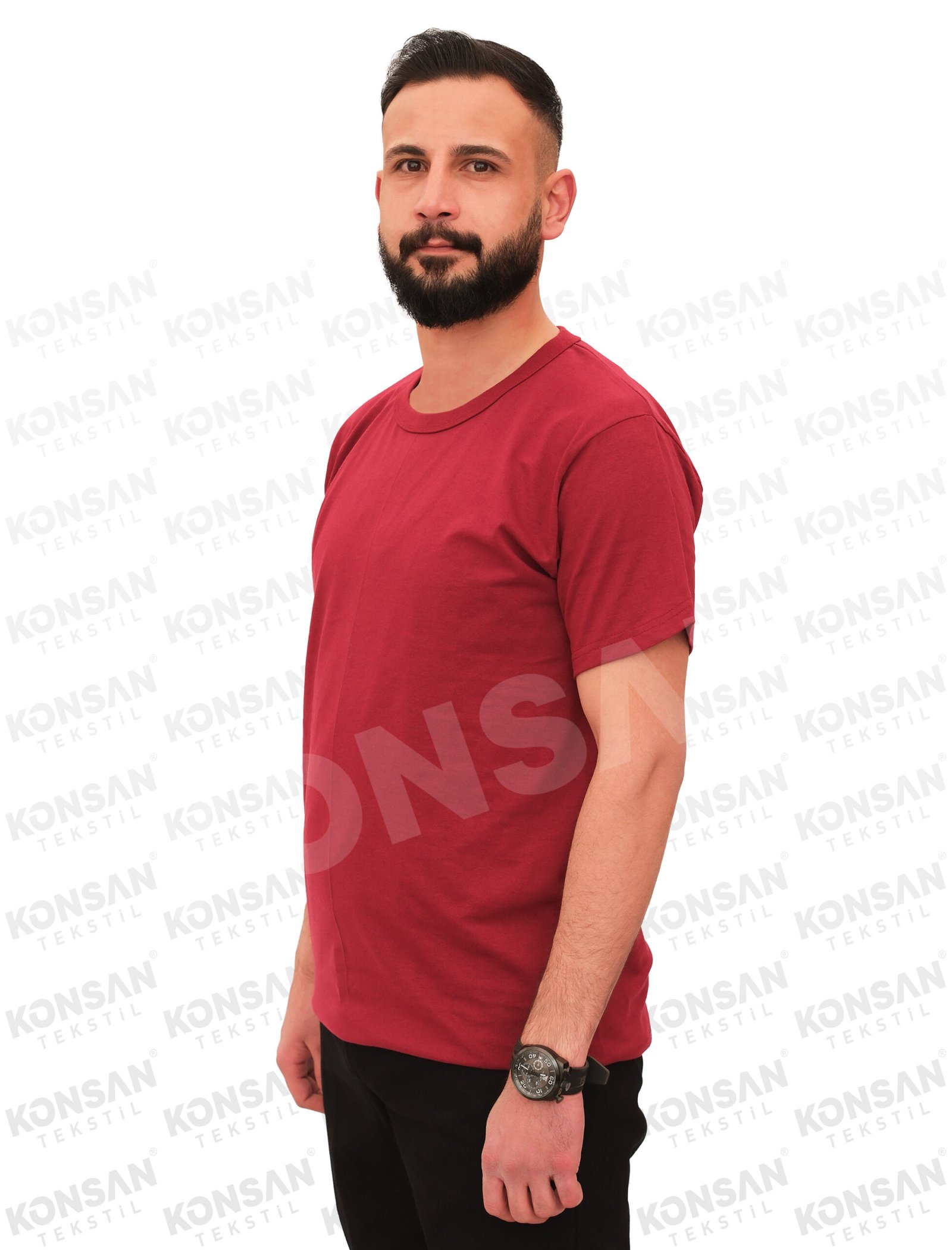 sıfıryaka-tshirt-bordo-2-konsantekstil Sıfır Yaka Tişört Bordo