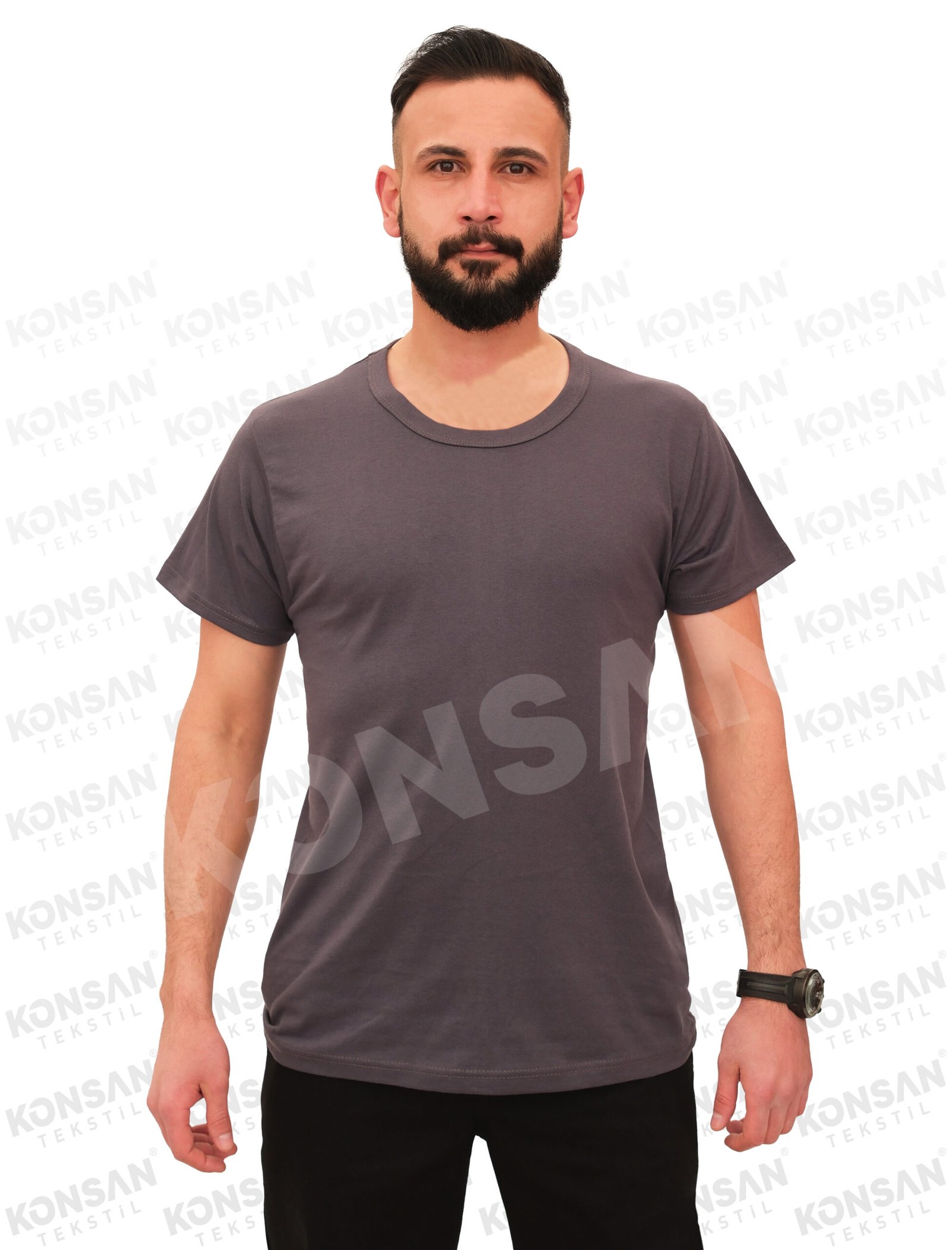 sıfıryaka-tshirt-füme-1-konsantekstil Sıfır Yaka Tişört Füme