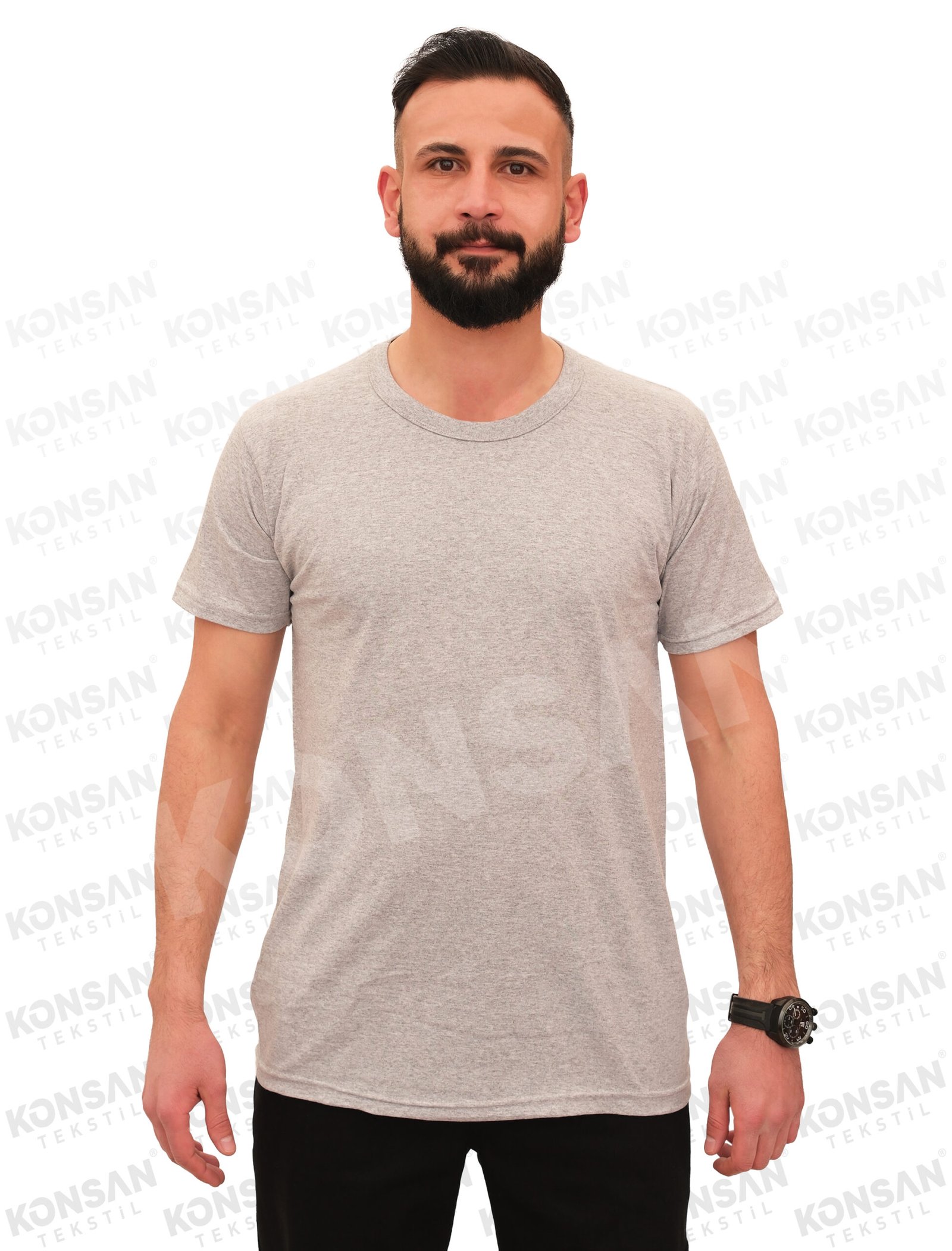 sıfıryaka-tshirt-gri-1-konsantekstil Sıfır Yaka Tişört Gri